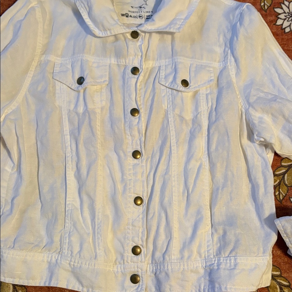NotPerfectLinen Snap Collared Jacket size M/L - Picture 3 of 8